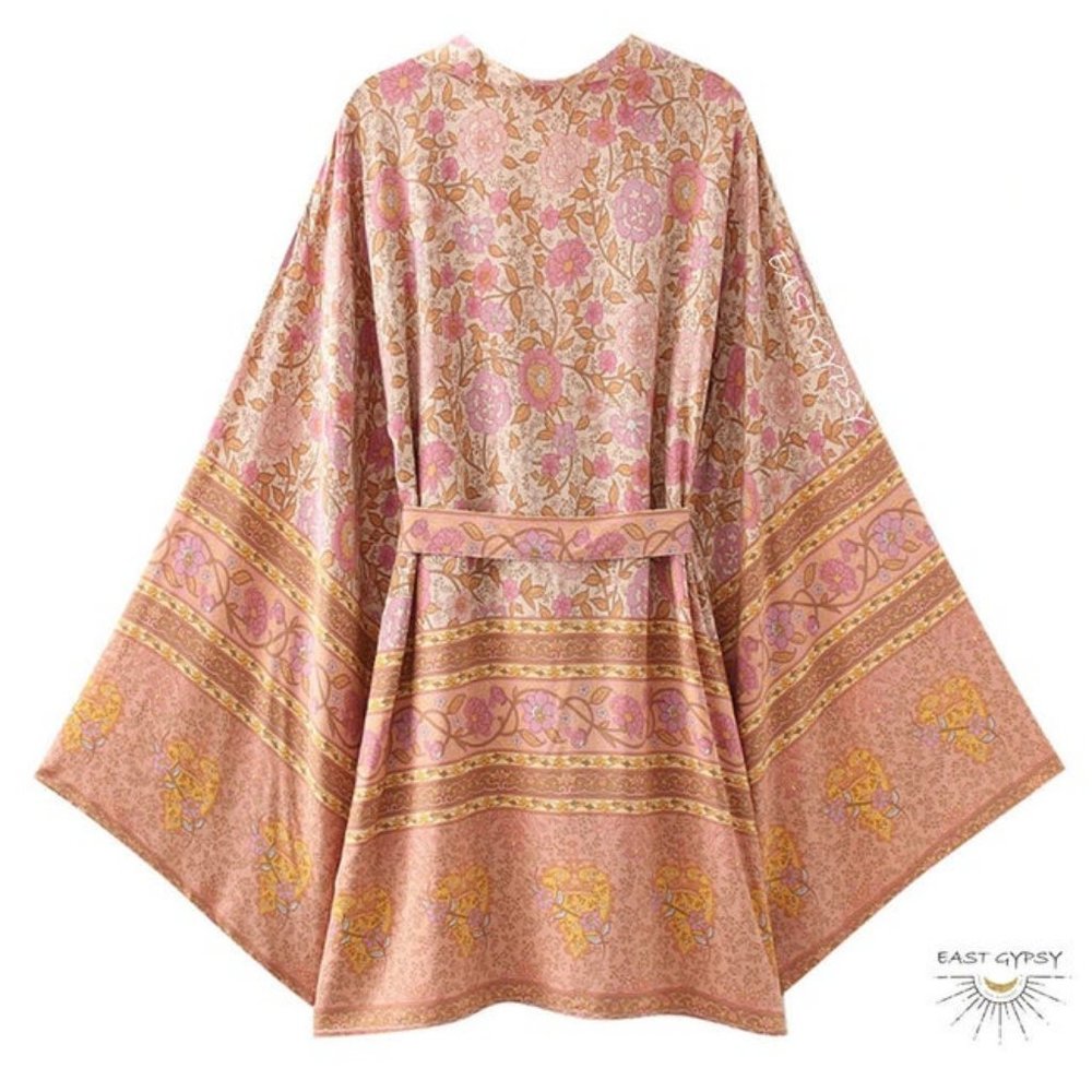 Spanish Rose Floral Boho Kimono Cardigan